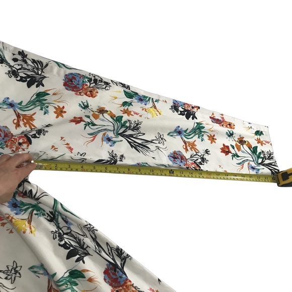 Contemporaine Women's Floral Cotton Trousers White Size 14 - Picture 8 of 9